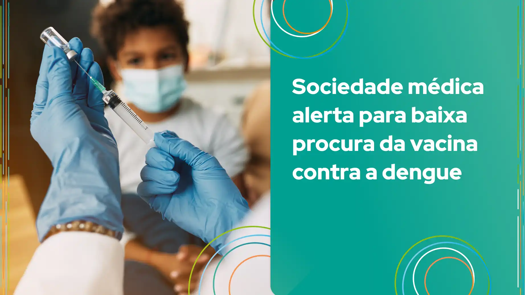 Imagem mostrando um profissional de saúde administrando uma vacina, destacando a baixa procura pela vacina contra dengue. A sociedade médica alerta sobre a importância da vacinação.