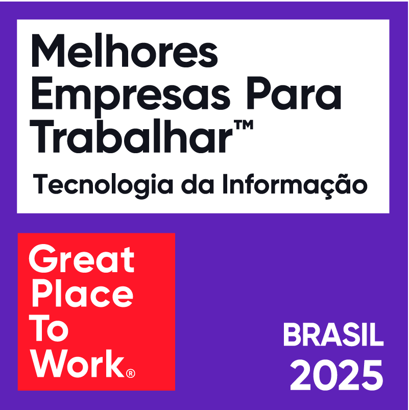 Imagem mostrando uma avaliação de melhores empresas para trabalhar no Brasil em 2025, com destaque para tecnologia da informação e reconhecimento por Great Place To Work.