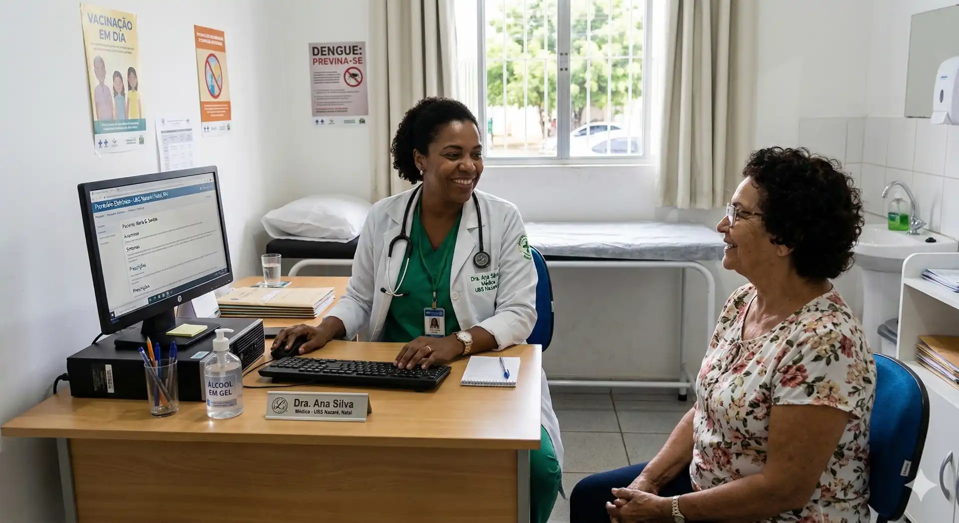 Consulta médica com profissional de saúde e paciente em clínica, abordando temas relacionados ao CID F31 – Transtorno Afetivo Bipolar, em ambiente acolhedor.