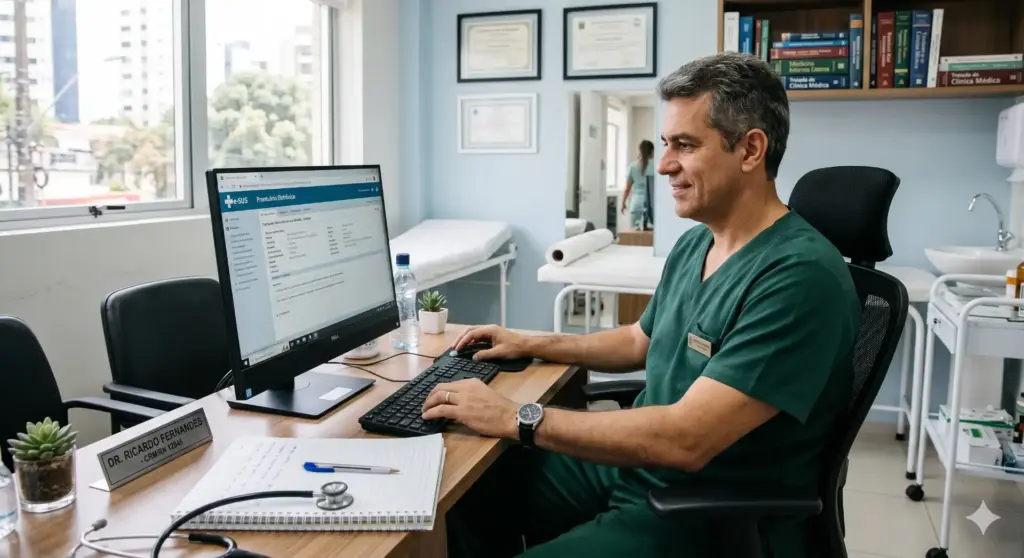 Médico realizando exame ginecológico de rotina em consulta médica, CID Z01.4.