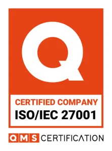 Imagem do certificado de certificação ISO/IEC 27001 da QMS Certification, destacando a credibilidade da empresa na gestão de segurança da informação.